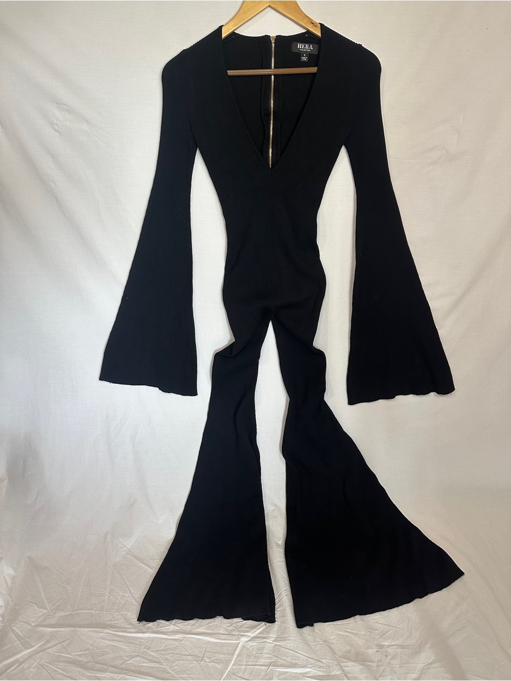 Hera Collection Black Long Sleeve Bell Bottom Jumpsuit